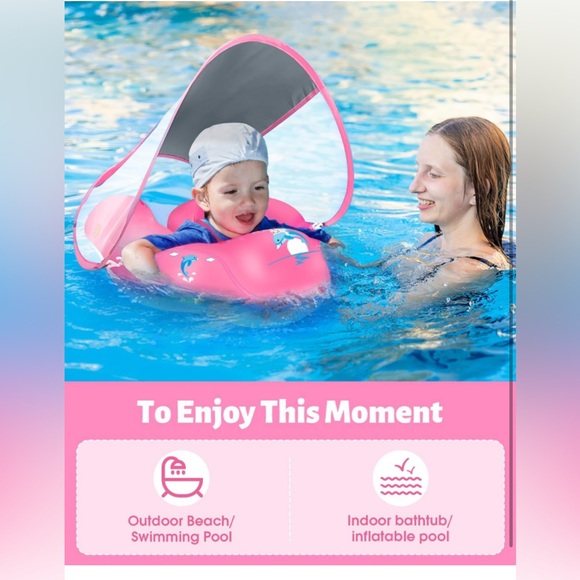 LAYCOL Baby Swimming Float Inflatable Baby Pool Float Ring Newest with canopy - Picture 6 of 11